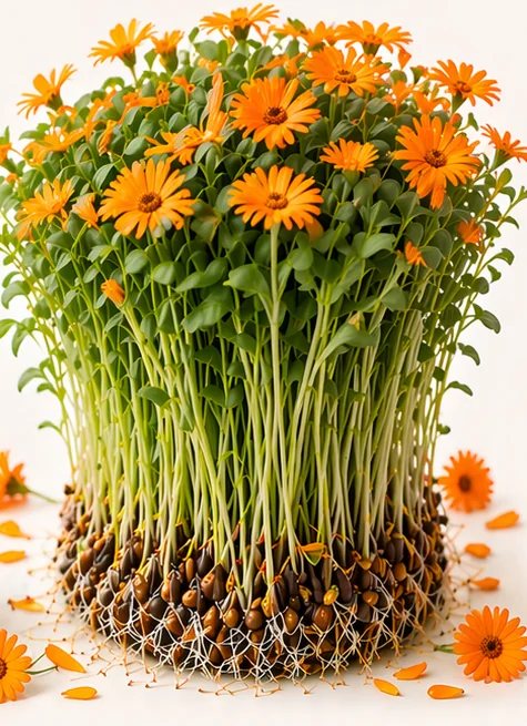 Illustrazione di microgreens Calendula Beauty