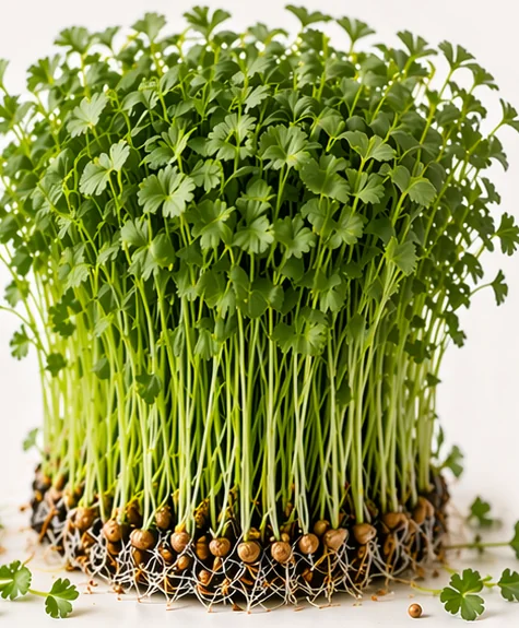 Illustrazione di microgreens Coriandolo Spaccato