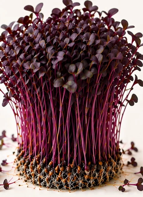 Illustrazione di microgreens Komatsuna Rosso
