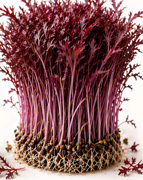 Illustrazione di microgreens Mizuna Rossa Red Frills