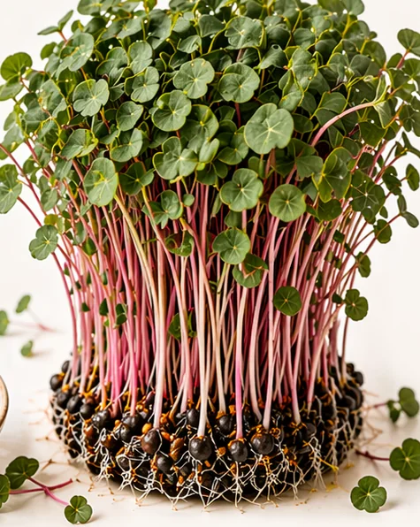 Illustrazione di microgreens Nasturzio King Theo